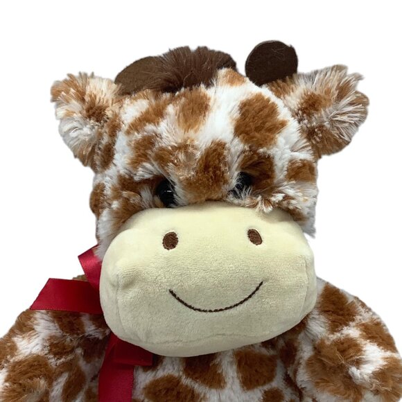 Hugfun Plush Giraffe Stuffed Animal Red Bow 12" Soft Cuddly Kids Lovey Red Bow - Picture 2 of 8